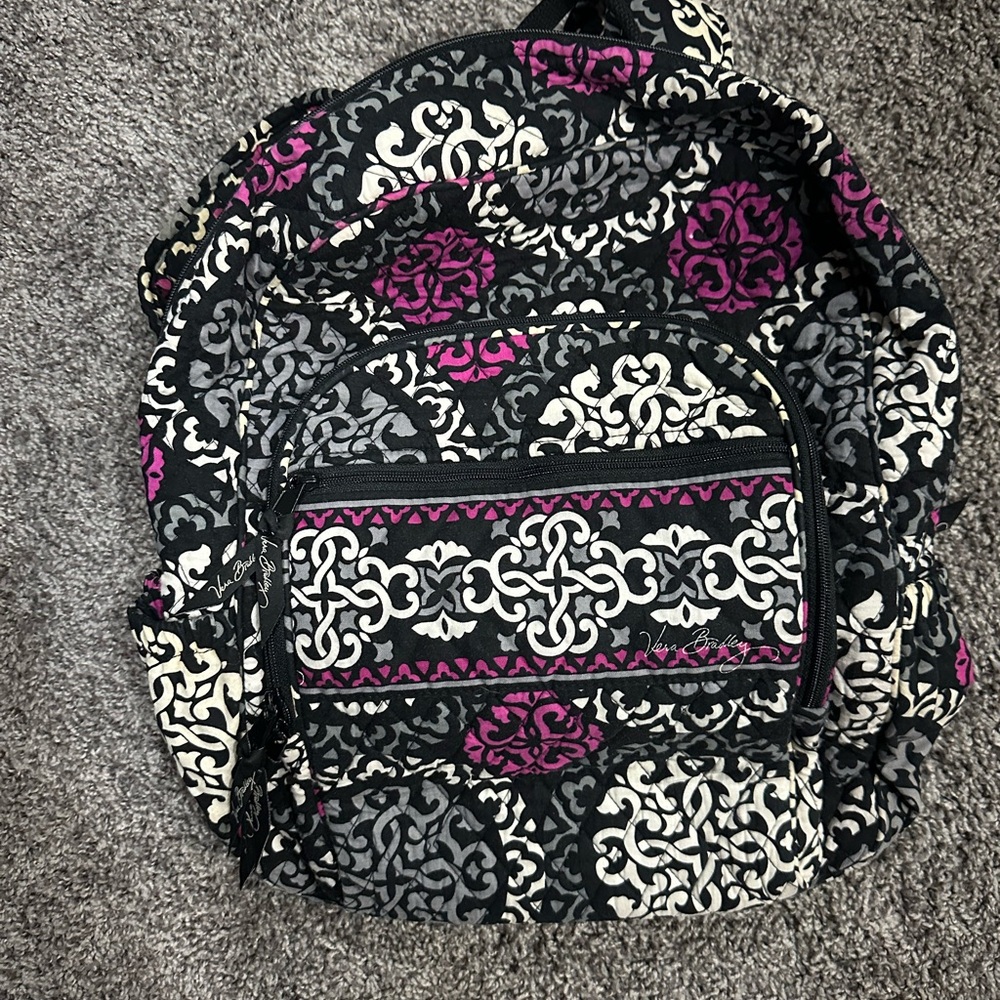 Vera Bradley Black and Pink Floral Backpack
